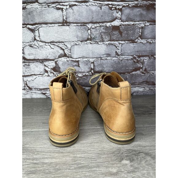 V-Italia Tan Brown Leather Combat Casual Zip Ankle Boots Women Sz 39EU/8.5M US - Picture 6 of 16